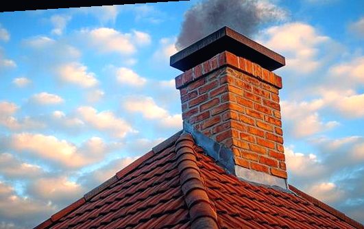 Chimney drawing evenly against a dusk sky